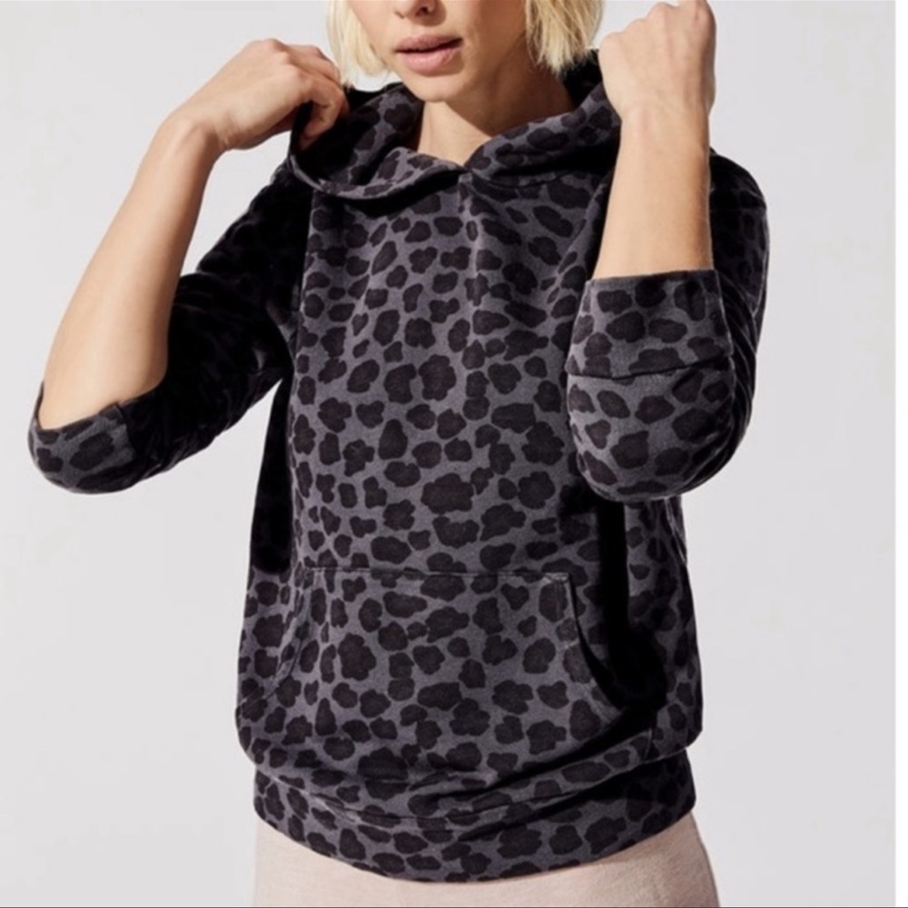 Monrow Grey Cheetah Hoodie